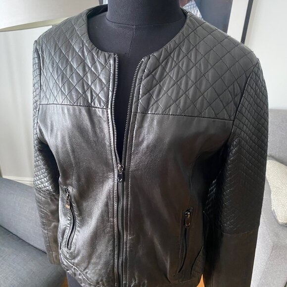 Bod & Christensen Black Biker Women's Black Quilted leather jacket - Picture 3 of 9
